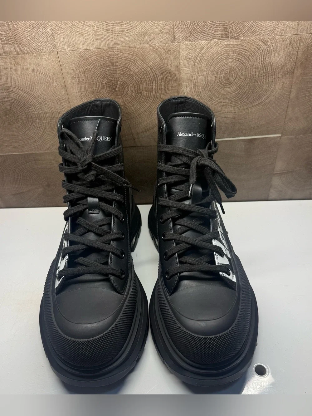 Alexander McQueen Men’s Tread Slick Boots Black/White Size 44EU(11US)